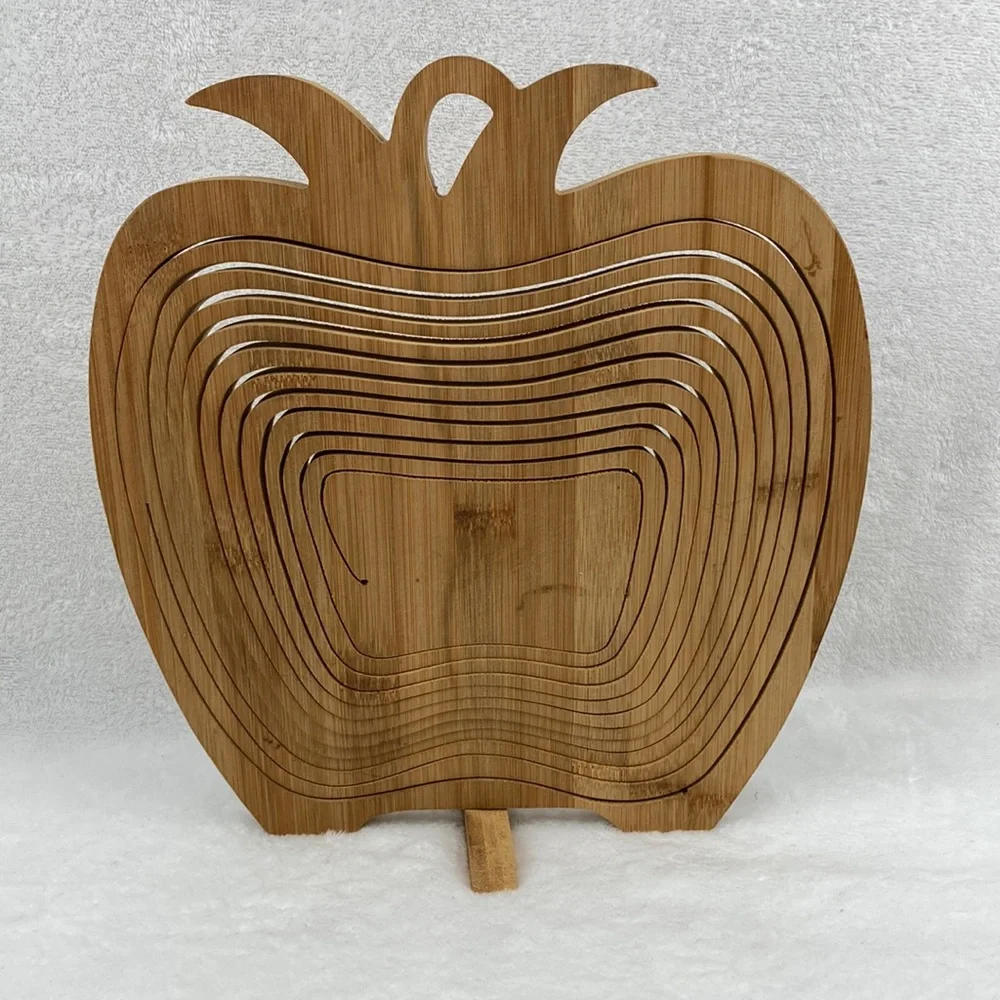 Collapsable Bamboo Apple Fruit Basket 10” x 11” x 8”